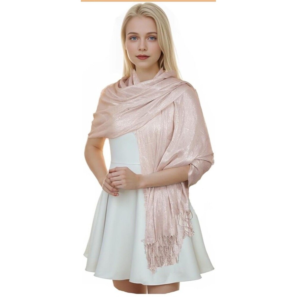 Women's Shawls and Wraps Evening Dresses Sparkling Wedding Scarf Pink Chiffon